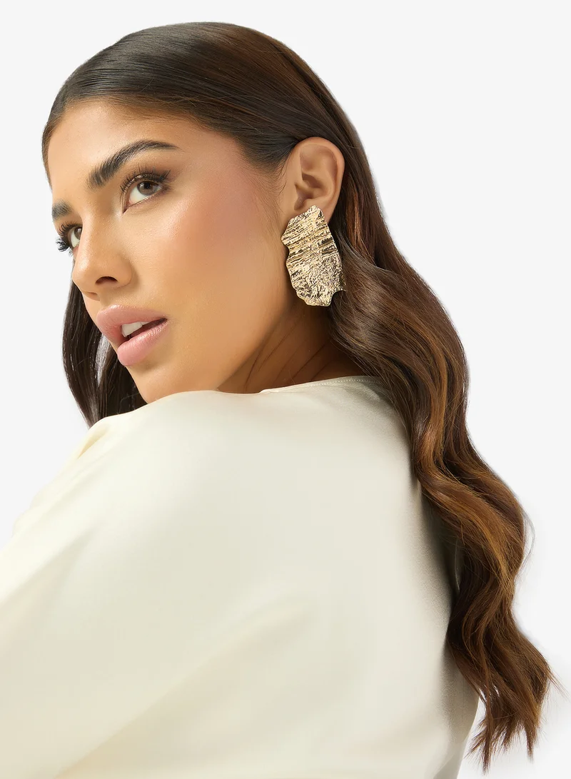 ELLA Gold Asymmetrical Gold Earrings for Women | Best Price UAE